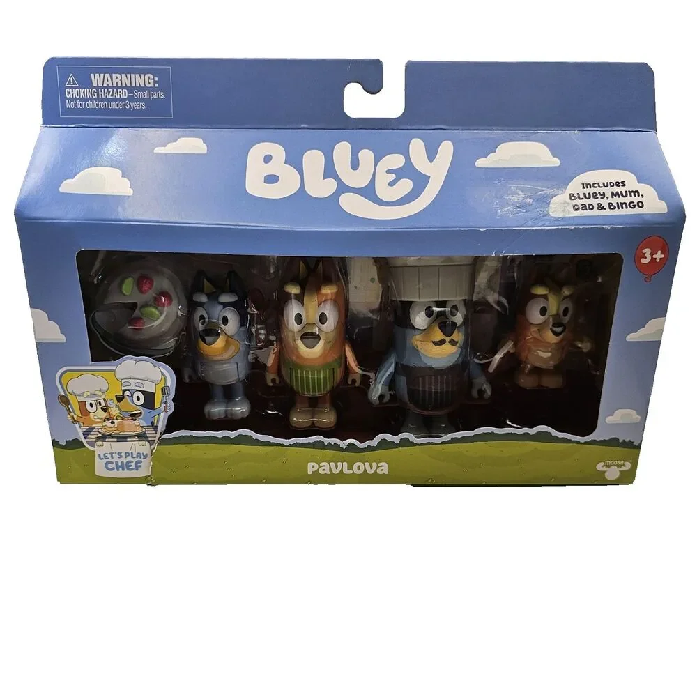 Bluey Let's Play Chef Set With Bluey/Bingo/Mum/Dad Poseable 2.5-3